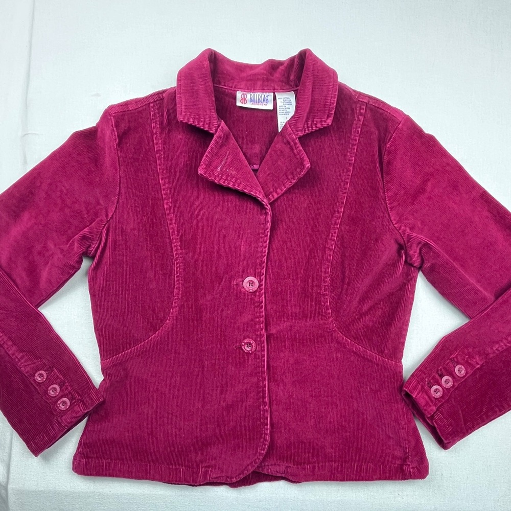 Bill Blass Jeanswear Magenta Pink Corduroy Blazer Jacket Womens Small RN 83910